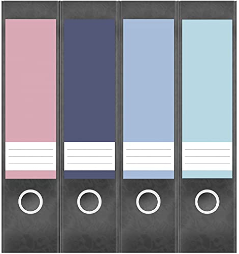 Etiketten für Ordner | Farbmix Pastell 3 | 4 breite Aufkleber für Ordnerrücken | Selbstklebende Design Ordneretiketten Rückenschilder