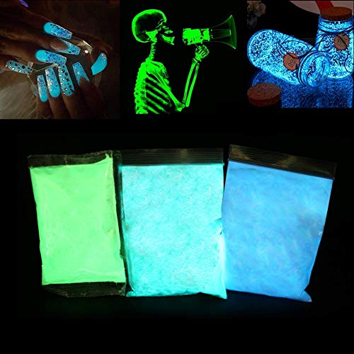 Polvere fluorescente, pigmenti luminescenti, 3 x 100 g, atossici, per decorazioni di Halloween, colore fotoluminescente
