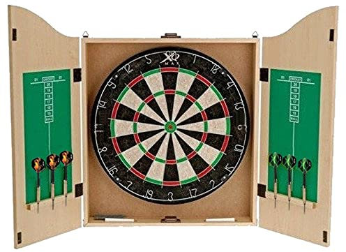 XQmax Home Darts Zentrum inkl. Schrank mit Dartscheibe und 2 Dartpfeile-Set, Eiche hell