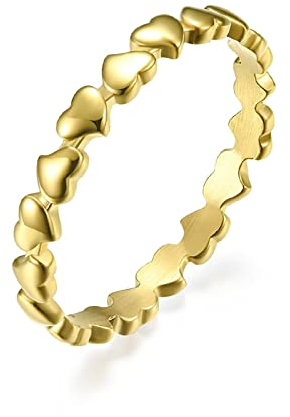 Hoisy Modeschmuck Ring Damen, Tosh Ring Gold Herzform Gold Größe 49 Eheringe Antragsring für Frauen