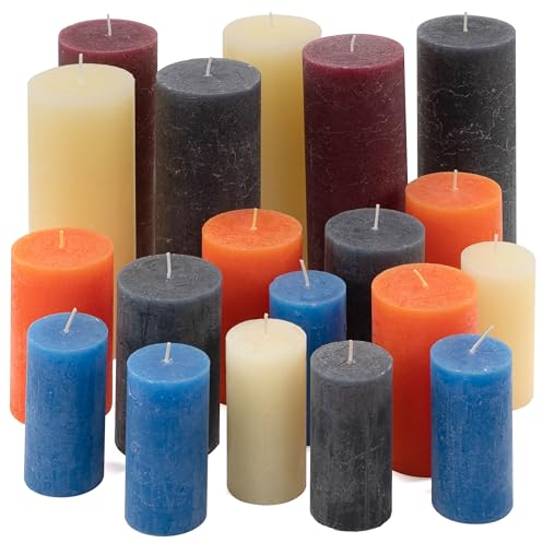 8kg Set Paket Rustic Stumpenkerzen 19 Stück durchgefärbt Farbmix gemischt mehrfarbig verschiedene Größen Stumpen Kerzen duftfrei