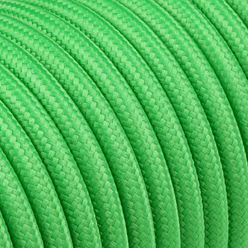 10m Textilkabel Unifarben 3x0,75qmm 3G Kabel Stoffkabel Stromkabel umsponnen zusätzlich 6x Aderendhülsen (Grün)