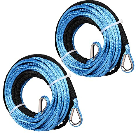 Anzios 2pc 50ft Synthetic Winch Rope Extension 7500lbs for ATV UTV 4x4