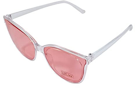 Komonee Sunglasses Square Clear Frame Pink Lens Tint Glasses Designer Mens Womens UV400 Protection Classic Retro Shades