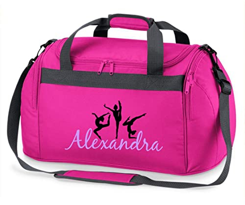 Bolsa de Deporte Personalizada e Impresa con Nombre, Gimnasia rítmica, Bolsa de Viaje para niñas, con Nombre Impreso (Rosa)