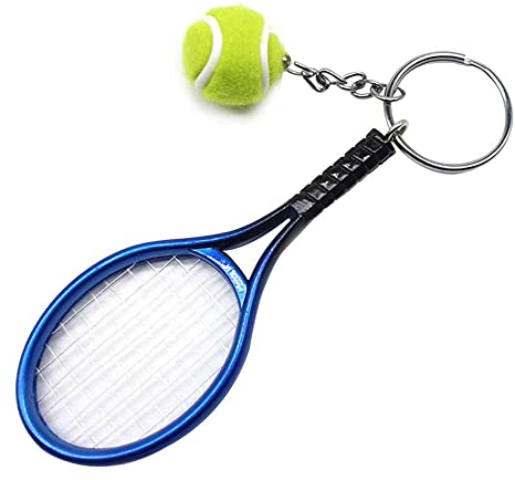 RIXERKOC Mini Tennisschläger Schlüsselanhänger mit Schlüsselring, Neuheit und modische Legierung Tennisball Split Ring Schlüsselhalter für Sportliebhaber Team.