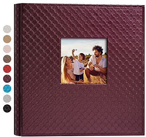 Mublalbum Leder-Fotoalbum, 10 x 15 cm, 1000 Fotos, großes Fassungsvermögen, Bilderbuch mit horizontalen und vertikalen Taschen, für Baby-Hochzeitstag und Familie, Weinrot