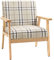 HOMCOM Modern One Seater Sofa for Living Room, Linen Fabric Small Couch with Rubber Wood Frame, Armrests, Lattice Pattern, Upholstered Armchair, Beige
