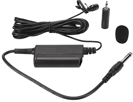Wireless Lavalier Microphone, 6.35mm Jack Wired Instrument Condenser Microphone Headset, 5M/16.4Ft Cable Length for Connecting Amplifiers, Consoles and Sound Cards Guitar Other Instruments