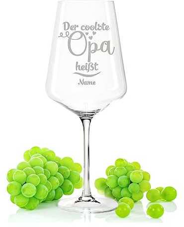 Leonardo Weinglas mit Gravur - Der coolste Opa heißt - Personalisiert mit Namen - Geschenke für Opa zum Geburtstag oder Vatertag - Für den coolsten Großvater - Farbe Puccini