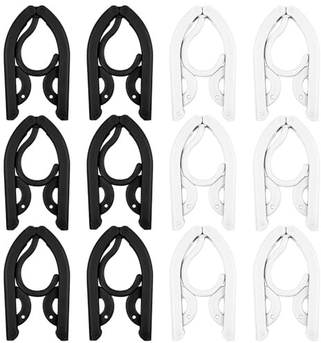 Sinofort Faltbare Kleiderbügel,12 Stück Faltbare Kleiderbügel,2 Farben Kunststoffbügel Platzsparend Reisekleiderbügel Reise Kleiderbügel Faltbar Kleiderbügel für Zuhause Hotel Reisen Camping