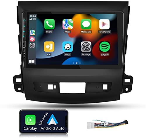 【2+64G】 Hodozzy Carplay Autoradio für Mitsubishi Outlander 2/Peugeot 4007/Citroen C-Crosser,Android Autoradio mit GPS, 9 Zoll Touchsreen mit Android Auto/Mirror Link/WiFi/RDS/FM/BT/USB/Type-C