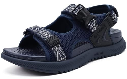 ONCAI Walking Sandals Men,Arch Support Hiking Trail Man Fisherman Sandals,Breathable Mesh Water Beach and Orthopedic Father Sports Recovery Slides with Adjustable Strap Blue Size 8