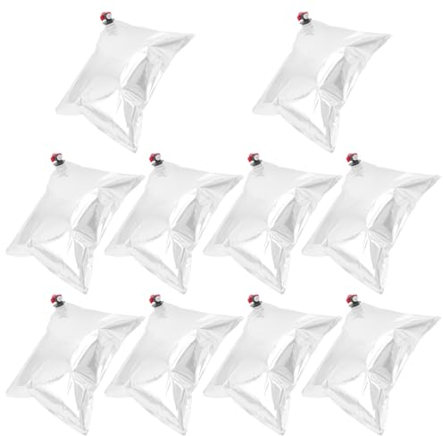 Ciieeo 10pcs 5L Refillable Wine Purse Bags with Spout Butterfly Valve Wine Bag Reusable Beverage Storage Pouches for Wine Juice Outdoor Parties Travel Silver