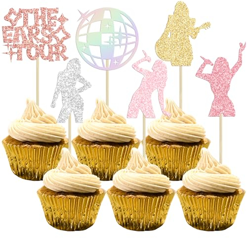 Gyufise 24pcs Music Singer Cupcake Toppers, Premium Paper Material, Multicolored, for Birthday Party Decoration
