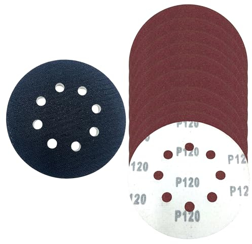 Art Color Schaum-Softpad 125mm für Bosch Exzenterschleifer (8 Loch) inkl. 10x Schleifscheiben Körnung: P120 - Softauflage mit Klett für Schleifteller