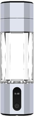 Suoumwa PEM-Elektrolyse-Wasserstoffgenerator, 8000PPB-Display, Tragbare Wiederaufladbare Wasserstoff-Wasserflasche, Langlebig, Silberweiß