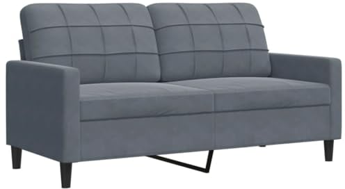 vidaXL Sofa 2-Sitzer, Polstersofa Doppelsofa für Wohnzimmer, Couch Loungesofa Metallgestell, Zweisitzer Samtsofa Sitzmöbel, Modern, Dunkelgrau 140cm Samt