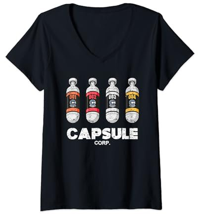 Femme Capsule Corp pour Geek et Otaku fan d'Animé et de Manga 90s T-Shirt avec Col en V