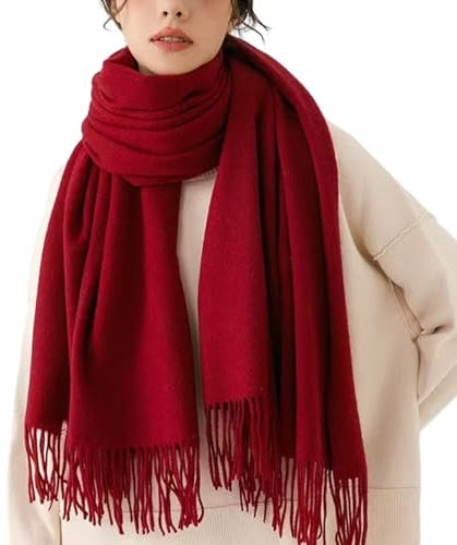 MOROUTLINE Kaschmir-Schal für Damen (Baby-Alpaka), groß, weich, warm, kariert, für den Winter, Herren-Schals, Geschenke, Wein, Einheitsgröße