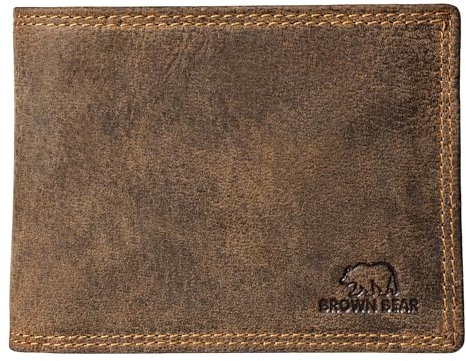 BROWN BEAR Dollarclip Geldbörse Herren mit Münzfach | Leder Braun Vintage | RFID-Schutz | Echtleder Portemonnaie mit Geldklammer | Geldbeutel BB Design 1018 HBR