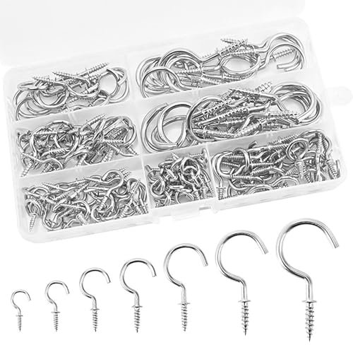 Eupneicu Schraubhaken [ 150 Stück ], 7 Größen Einschraubhaken, Schraubhaken Groß Für Hängematten, Hängesessel, Feste Kabel, Markisen, Haken Decke