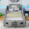 Flachbett, Bett mit Lattenrost (ohne Matratze), Modell Autobett, Autobett, Kinderbett, Kinderbett mit Unterbettstauraum, 90 x 200cm (Grau)