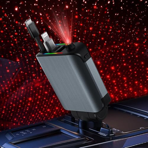 Retractable Car Charger, 4 in 1 Car Cigarette Lighter USB C Charge, PD30W & QC3.0 Car Charger Adapter, USB Socket Car Phone Charger Accessories Compatible iPhone, Android, Samsung Galaxy