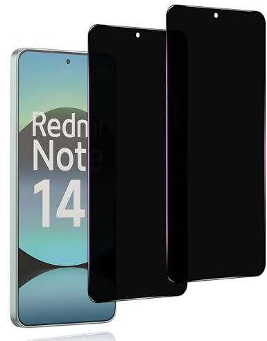 Meeter Anti-Spy Protector Pantallafolie para Xiaomi Redmi Note 14 5G, [2 piezas] Privacidad Anti-espía Peeping Vidrio Templado Protector de Pantalla 9H Dureza Película Protectora