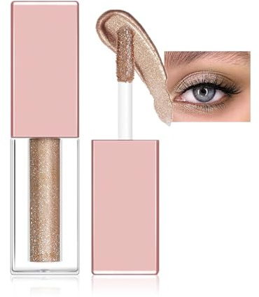 Glitzer Lidschatten Flüssig,Diamond Glitter Eyeliner Liquid,Glitzer Finish Glattes Schimmer Augen Make-up,Langanhaltende Formel Auf Gel-Basis, Schnell Trocknend(03 Sternenrosa)