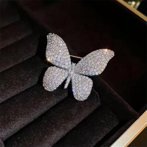 Hochzeit Kristall Schmetterling Brosche Pin Kleidung Kragen Corsage Pin Frauen Schmuck-Silber