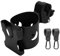 Geoyien Cup Holder for Pram, Pram Cup Holder, 1 Stroller Cup Holder with 2 Baby Stroller Hooks, Black