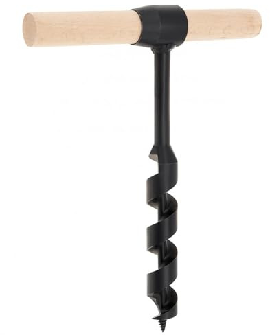 Hand Auger Wood Drill, Multipurpose Manual Hand Drill, Heavy Duty Steel Hand Auger Gear Tool for Camping, Bushcrafting, Outdoor, Hiking