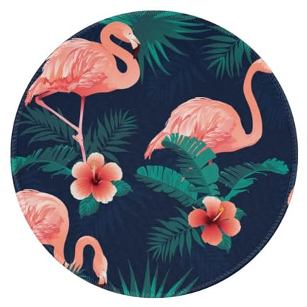 ASKFNASDKMFN Mauspad mit wunderschönem Flamingo-Vogel, tropischen Blumen, für Mädchen, Damen, Laptop, Computer, Tastatur und Mauspad, 20,3 cm, 1 Stück