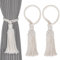 OCIOLI Dekorative Vorhang-Raffhalter im Boho-Stil, handgewebt, Baumwolle, ohne Bohren, Vorhanghalter mit Quaste, Vorhangseil und Quaste, Raffhalter für Vorhänge, natürlicher Stil (2, Beige)