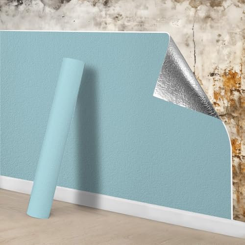 Camiraft Thick Wallpaper for Bad Walls Blue Self Adhesive Thermal Wallpaper 3mm Thick Waterproof XPE Foam Wall Insulation Self Adhesive Wall Panels for Living Room Kitchen Bathroom Ceiling