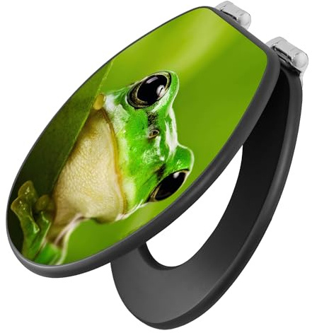 banjado Klodeckel Wildtiere - Toilettendeckel mit Absenkautomatik - 38 x 46,5cm - MDF WC Sitz anthrazit - stabile Klobrille - einfache Montage und Softclose - Motiv Frosch