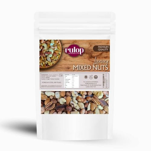 Rulop Luxury Mixed Nut – Premium Raw nut Blend (1kg) | Pecans, Hazelnuts, Walnuts, Cashews, Brazil Nuts, Almonds & Peanuts | Vegan | Quality & Naturaly Mixed Nuts 1kg,