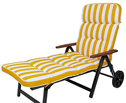 Bodo Albes Warenhandels GmbH KETTtex Auflage Rollliege Alicante 2153 extrabreit gelb-weiß Blockstreifen 200x65x9 cm Stegkissen