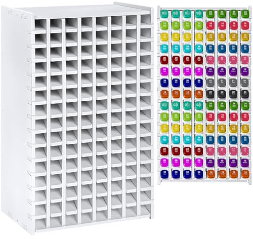 Abaigeal Art Marker Storage Rack, White, 120 Markers | Easily Assembled, Universal Pen Storage Caddy for Desk