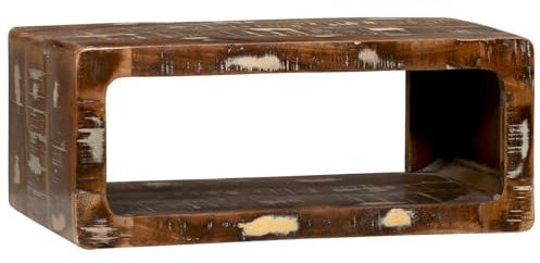 Brokky 4104532 Cabinet per TV Multicolore 60x30x25 cm Legno massello di Recupero Mobile TV Mobile Porta Televisore,Mobiletto Industriale Tavolino Basso Vintage Console per Salotto