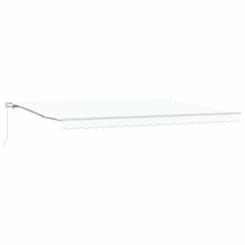 vidaXL Einziehbare Markise Weiß 500 × 300 cm Stoff und Metall, Modernes Garten- und Terrassen-Schutz, reißfestes, ausziehbares Sonnensegel, wetterfester Sonnenschutz
