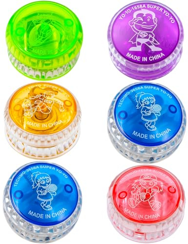 6 Piece Yoyo Set, light Up Yoyo for Beginners,, Magic Yoyos Suitable for Party Favors Birthday Gifts and Outdoor Games