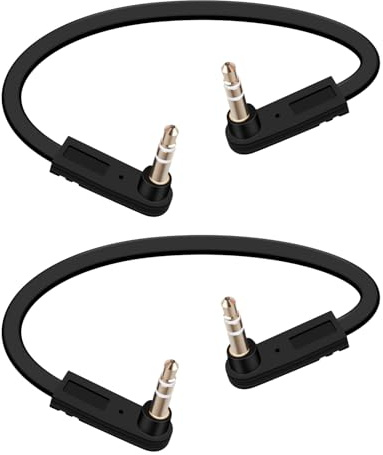 YANBORONSN 3.5mm Flat Audio Cable,Dual 90 Degree Male to Male Flat Audio Cable，3.5mm Headphone Jacks for Car Audio Systems,Home Speakers,Phones,Tablets,2Pack(0.15M)