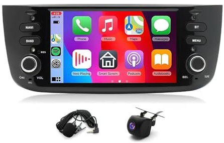 4+64G Android 14 Doppel Din Autoradio für FIAT Punto 2010-2016 mit Wireless Carplay Android Auto, 7 Zoll Car Radio für FIAT Punto GPS Navi Radio DAB Bluetooth WiFi AHD Rückfahrkamera FM/RDS SWC