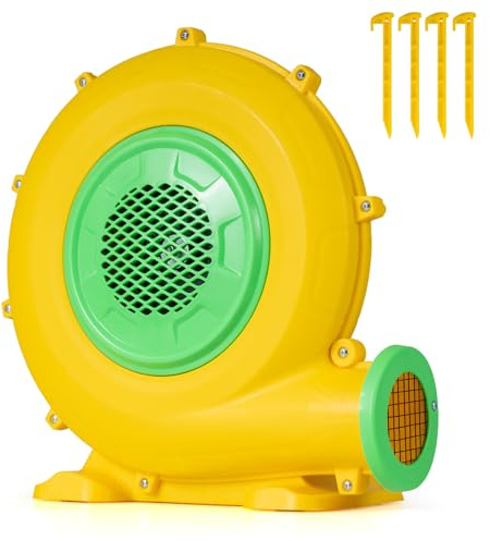 GYMAX Air Blower, Inflatable Bouncy Castle Blower with Ground Stakes, Electric Air Pump Fan for Bounce House and Water Slide (680W)