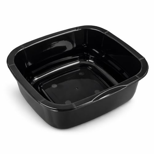 Square Kitchen Washing Up Bowl, 11 Litre, Black, Square - Multi-Purpose Bath Tub/Washing Sink for Kitchen, Bathroom, and Household Use