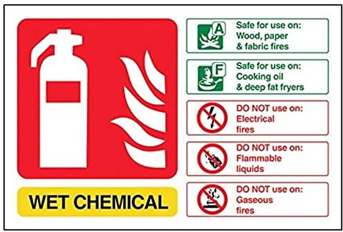V Safety Wet Chemical Id Fire Extinguisher Sign - 150mm x 100mm - Self Adhesive Vinyl