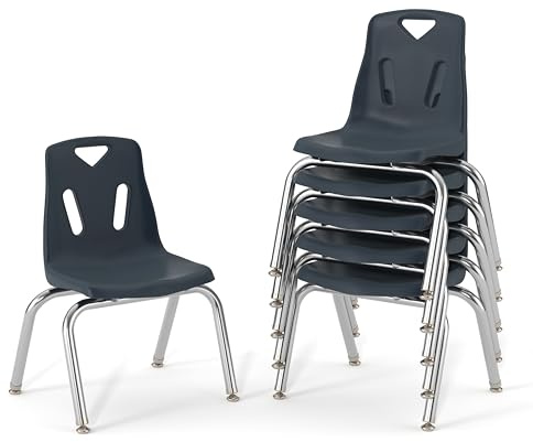 Berries Jonti-Craft 8142JC6112 Stacking Chairs with Chrome-Plated Legs, 12 Height, Navy, Pack of 6