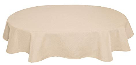 Tischdecke Leinenoptik Leinen Lotuseffekt Wasserabweisend Lotus Oval 160x260 cm Sand